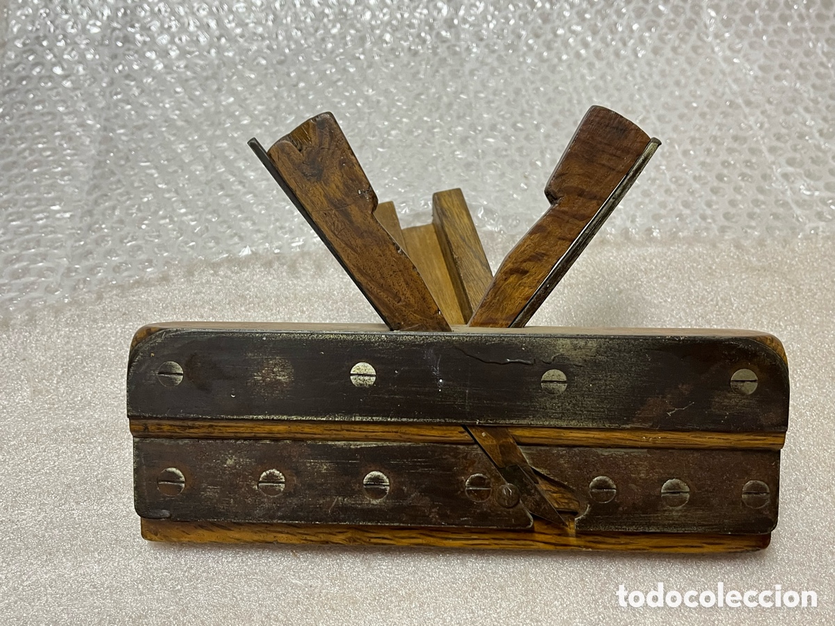 Antig&uuml;edades: Cepillo antiguo de molduras de doble cuchilla - Foto 7