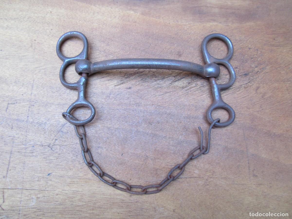 Antig&uuml;edades: Bocado caballo antiguo de forja, siglo XIX.