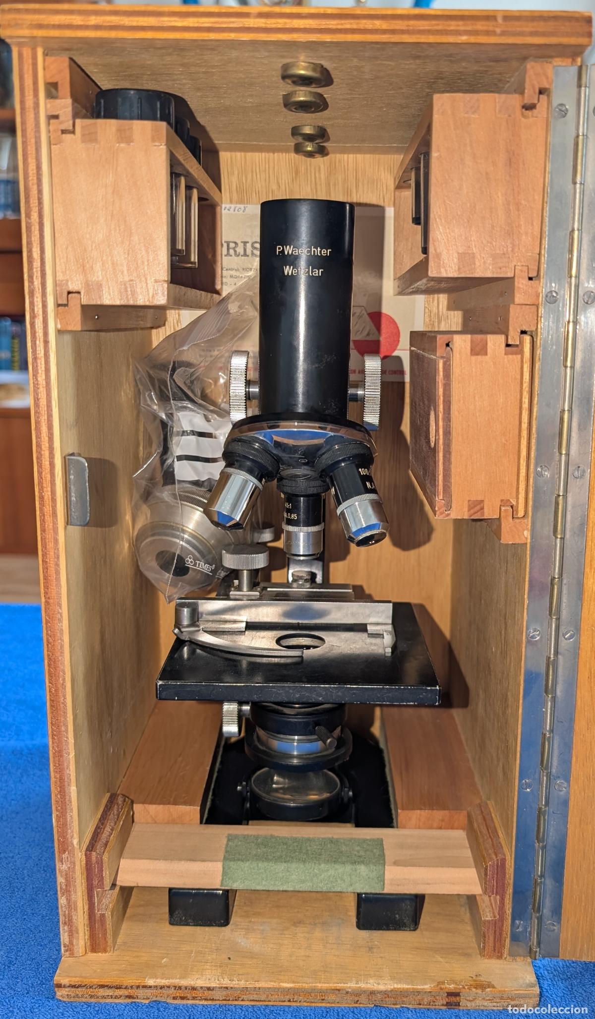 Antig&uuml;edades: Antiguo microscopio alem&aacute;n P.Waechter Wetzlar - Foto 3