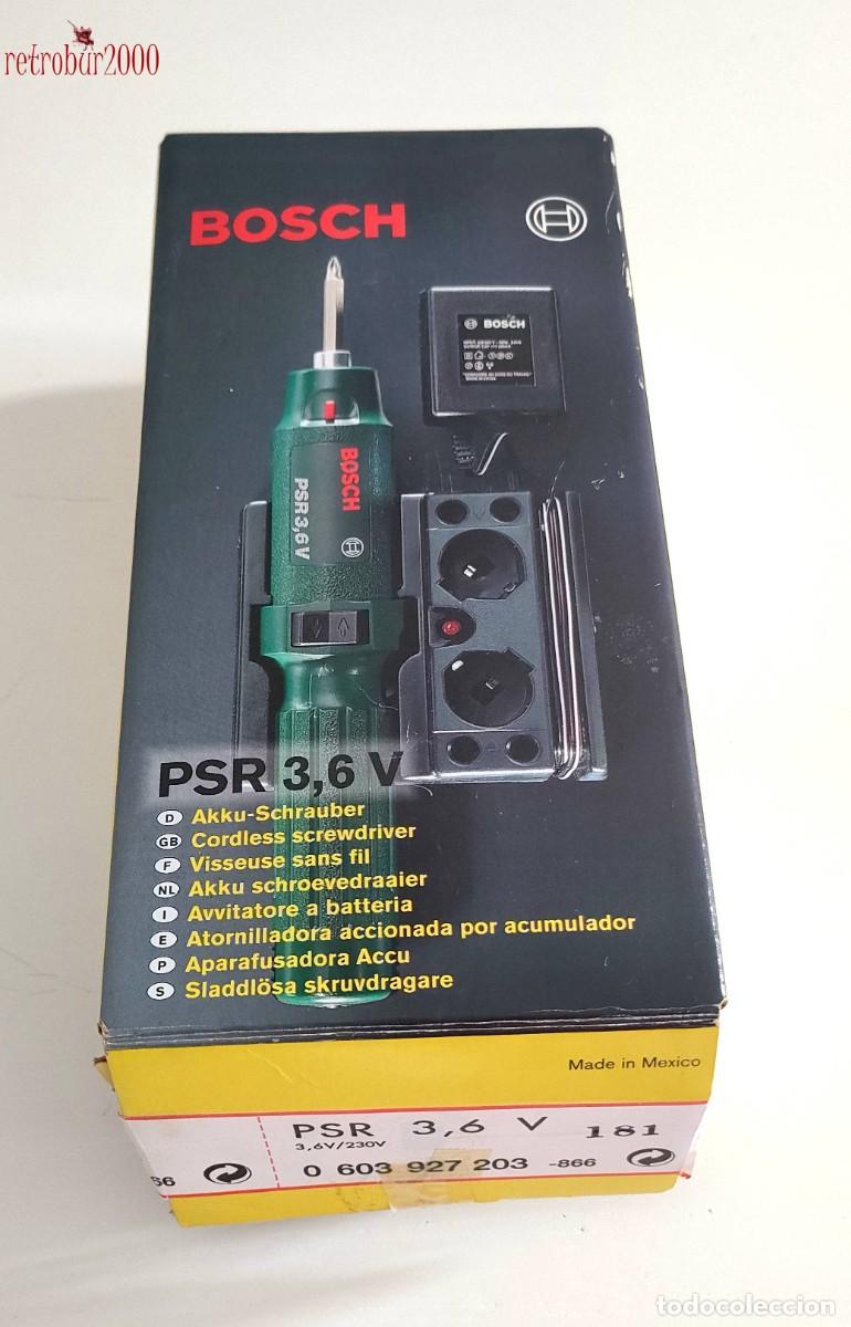 Oggetti Antichi: Atornillador cl&aacute;sico Bosch PSR 3,6V con caja y manuales originales (2001)