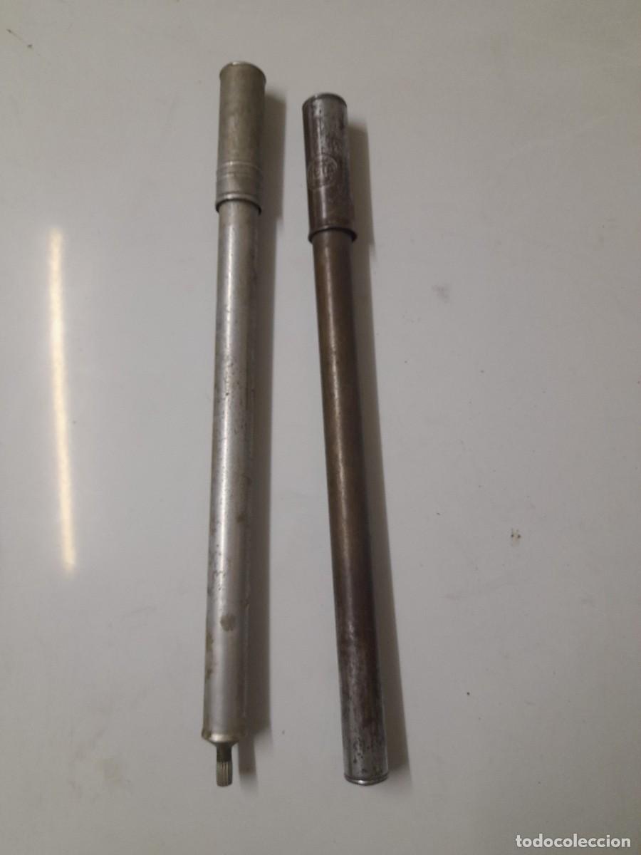 Antiquit&auml;ten: Lote de 2 antiguas bombas de aire / bombines bicicleta cl&aacute;sica - marca HETA - Fabricada en Eibar