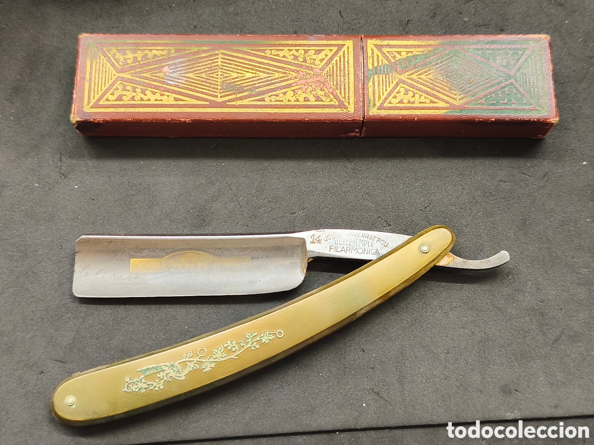 Antiques: Navaja de afeitar Filarm&oacute;nica Doble temple 14 Jos&eacute; Monserrat Pou