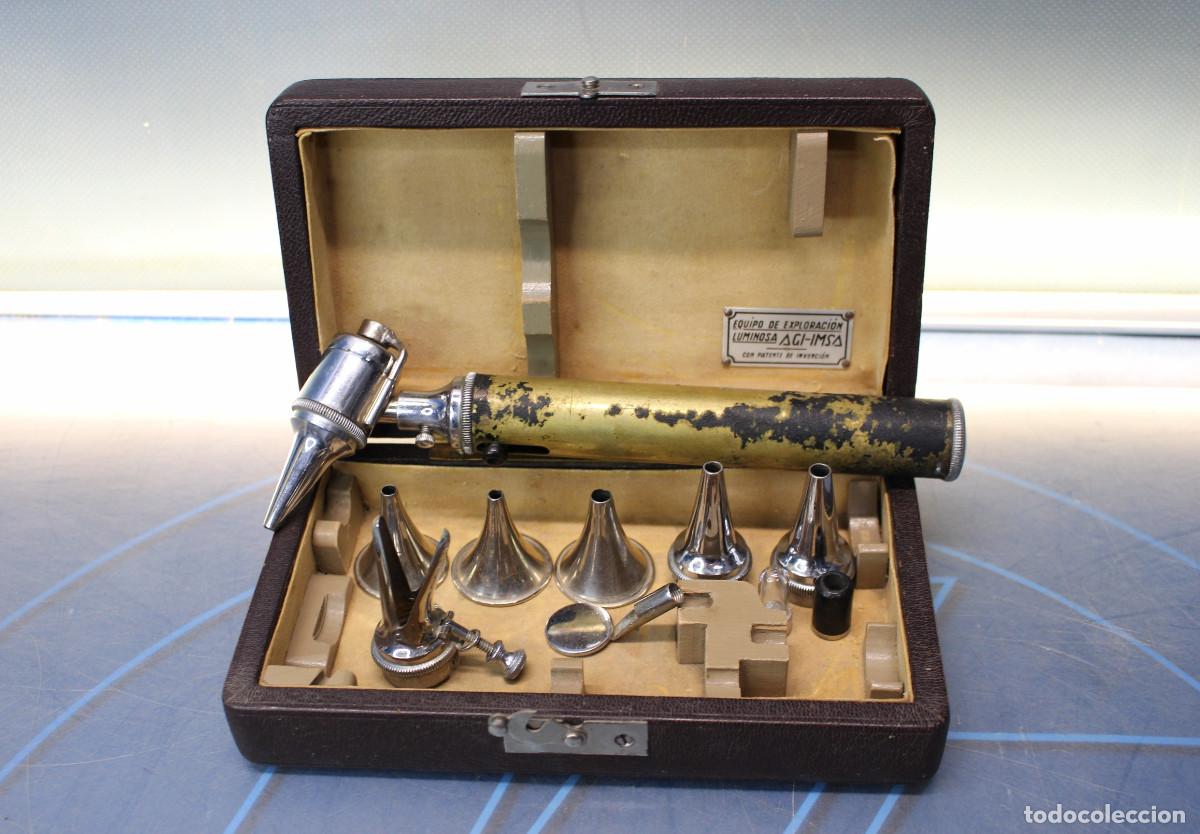 Antiquit&auml;ten: ﻿Antiguo &ldquo;Equipo de exploraci&oacute;n luminosa Agi-Imsa&rdquo;. Luminoscopio, otoscopio, esp&eacute;culo nasal.