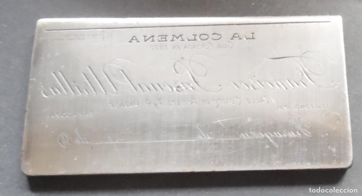 Oggetti Antichi: Antigua Plancha / Clis&eacute; de Imprenta - Confiter&iacute;a Tradicional La Colmena, Zaragoza, 521 gm.