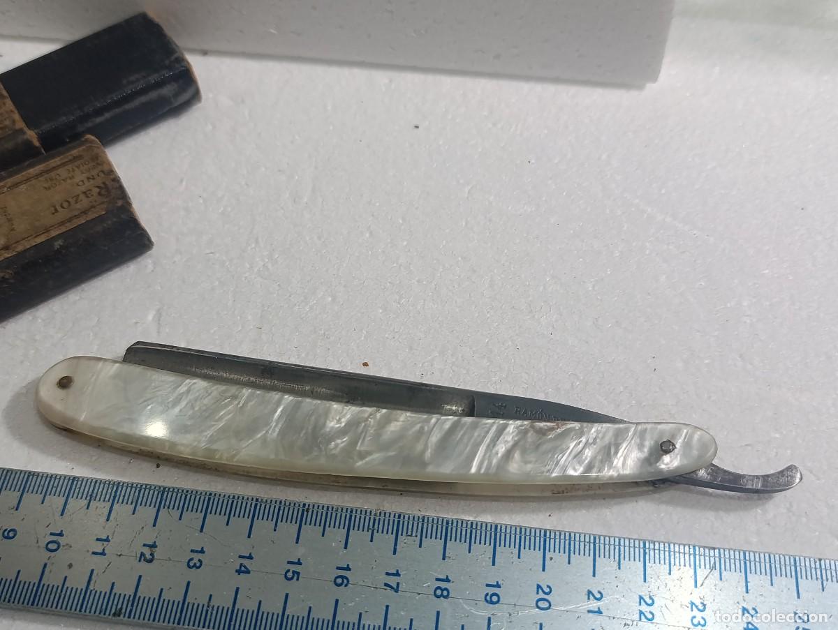 Antiquit&eacute;s: NAVAJA DE AFEITAR RAMON GOICOECHEA BLANCA - SOLINGEN - USADA ( OXIDO )