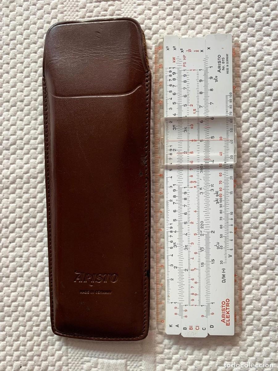 Antiquit&eacute;s: REGLA DE C&Aacute;LCULO VINTAGE ARISTO ELEKTRO Nr. 815 CON FUNDA R&Iacute;GIDA DE PIEL ORIGINAL