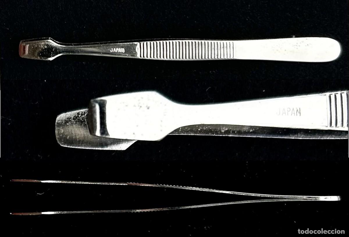 Antiquit&eacute;s: Pinzas Acero Inoxidable Punta Plana Made in japan Para sellos, fotograf&iacute;as y similares
