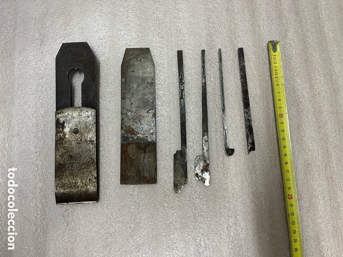 Antig&uuml;edades: Lote de cuchillas antiguas de carpinter&iacute;a - Foto 1