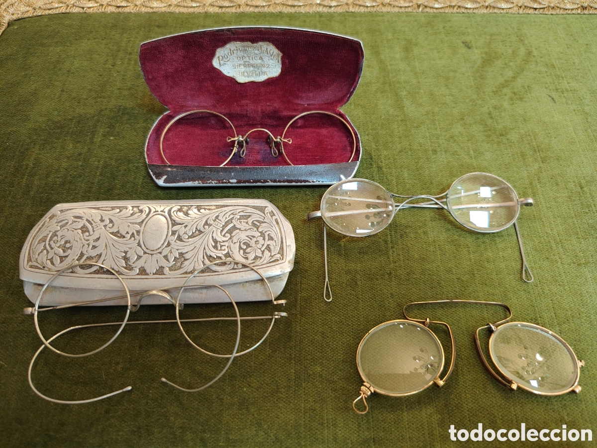 Antig&uuml;edades: LOTE DE GAFAS Y MONTURAS ANTIGUAS SIGLO XX. BA&Ntilde;ADO EN ORO