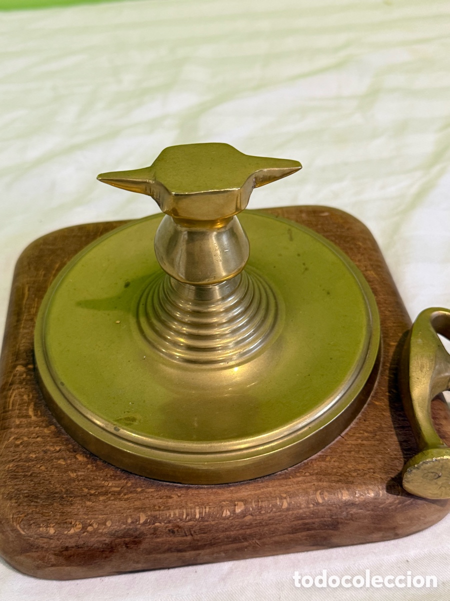 Antig&uuml;edades: ANTIGUO YUNQUE DE JOYERO EN BRONCE CON MARTILLO Y BASE DE MADERA &ndash; PIEZA SINGULAR - Foto 2