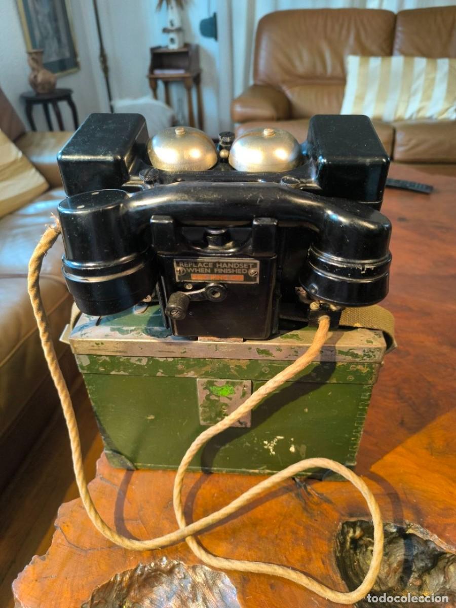 Tel&eacute;fonos: TELEFONO MILITAR DE CAMPA&Ntilde;A ANTIGUO, EJERCITO BRITANICO, SET F&rdquo; MKII EN SU CAJA 28X18X21 CM 7 KG