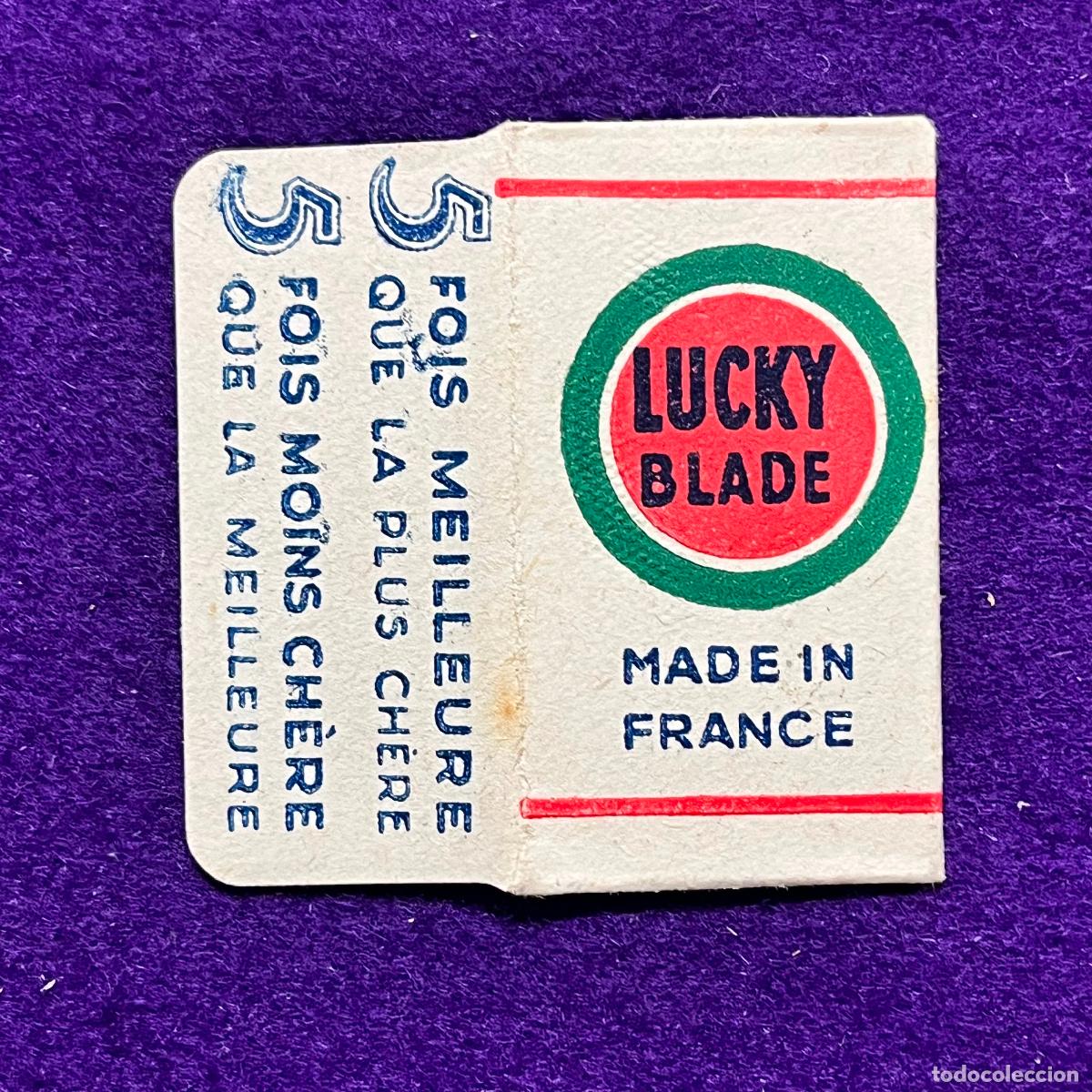 Antig&uuml;edades: FUNDA Y HOJA DE CUCHILLA DE AFEITAR. LUCKY BLADE. - Foto 1