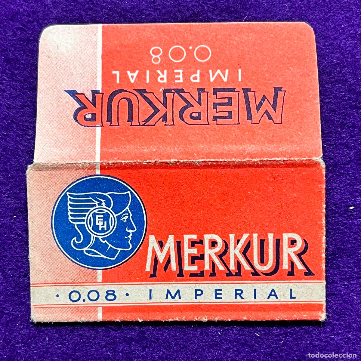 Antig&uuml;edades: FUNDA Y HOJA DE CUCHILLA DE AFEITAR. MERKUR.