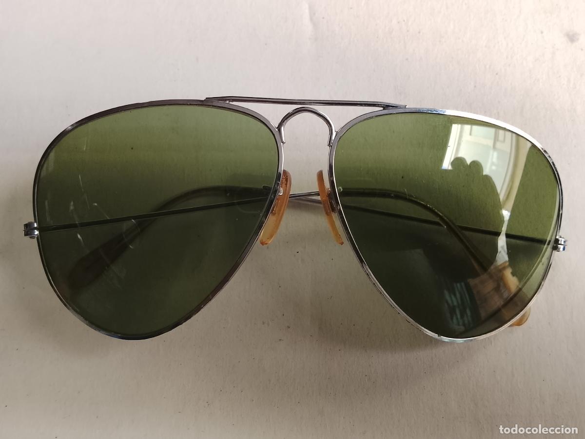 Antig&uuml;edades: Antiguas gafas Indo fabricadas en Espa&ntilde;a aviaci&oacute;n aviador cristal tono verdoso