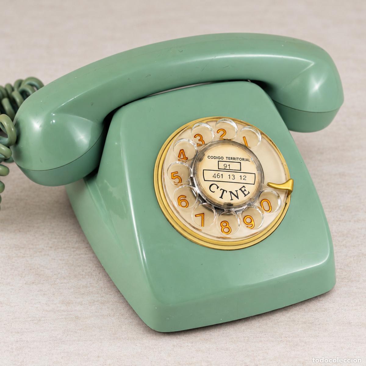 Tel&eacute;fonos: Tel&eacute;fono Heraldo CITESA Malaga Dial Rotatorio Disco CTNE Verde Vintage A&ntilde;os 70
