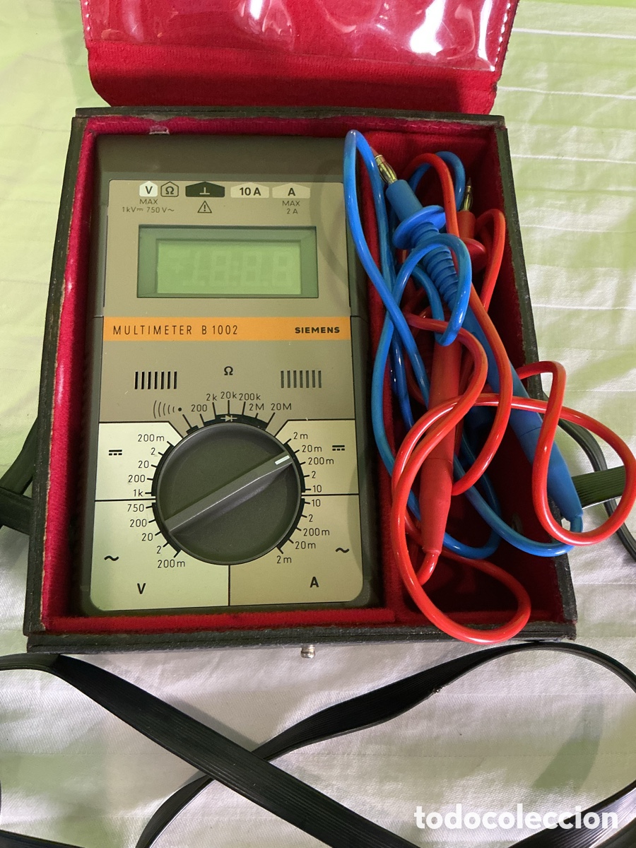 Antig&uuml;edades: Mult&iacute;metro digital Siemens B 1002 con estuche y cables. Funciona. - Foto 2