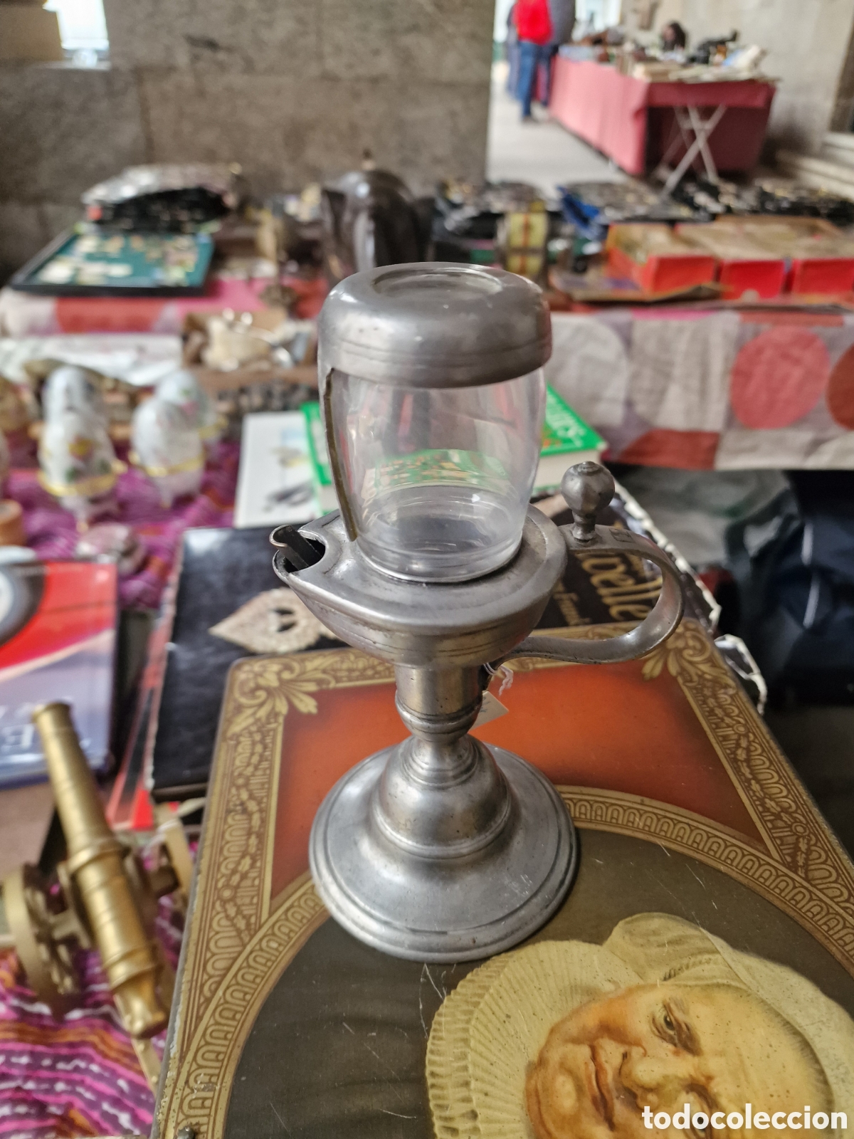 Antig&uuml;edades: Antiguo reloj de aceite o nocturno del tipo granja