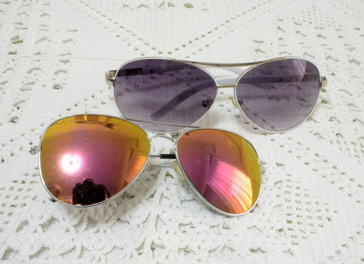 Antig&uuml;edades: Par de gafas de sol estilo aviador lentes con efecto espejo