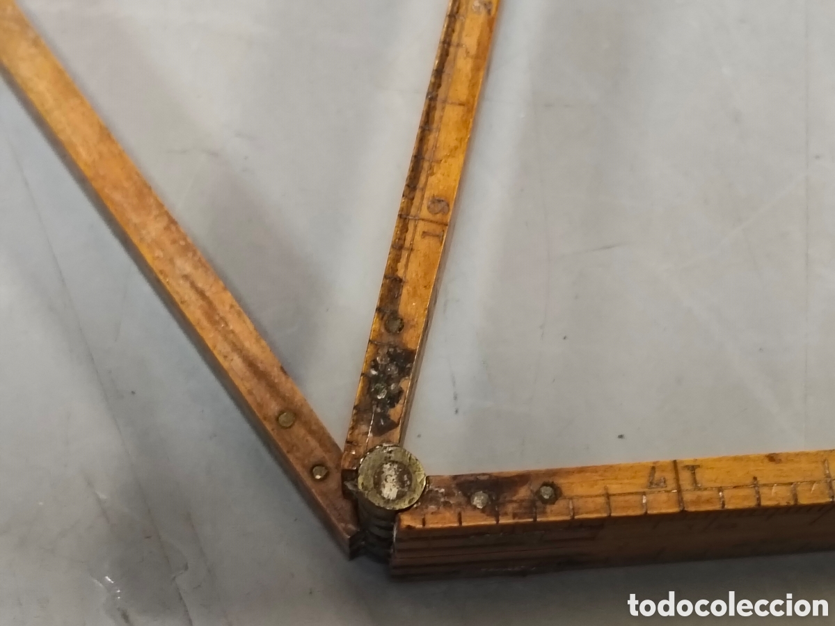 Antig&uuml;edades: Antiguo metro de carpinter&iacute;a plegable - Foto 6