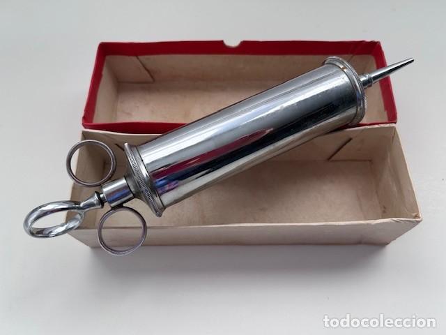 Antig&uuml;edades: ANTIGUA JERINGA MET&Aacute;LICA ALLIED INOXIDABLE &ndash; INSTRUMENTAL M&Eacute;DICO &ndash; CON CAJA