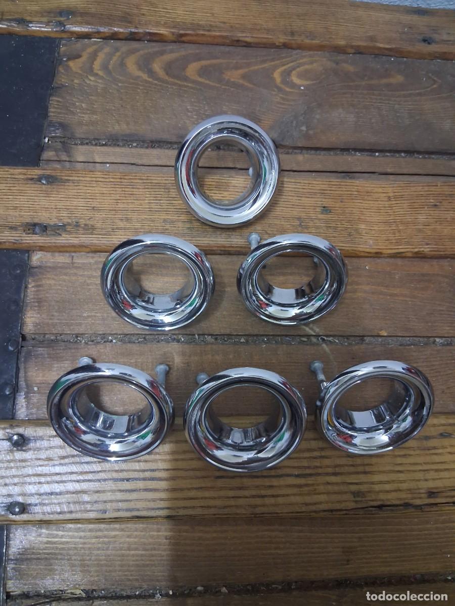 Antig&uuml;edades: 6 tiradores plateados de metal vintage restauraci&oacute;n cerrajer&iacute;a para mueble cajones puertas caj&oacute;n