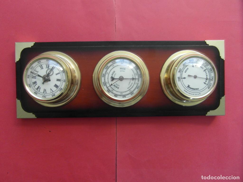 Antig&uuml;edades: ESTACION METEOROLOGICA DE PARED RELOJ BAROMETRO HIGROMETRO SELLO MAXIMS CAMBRILS