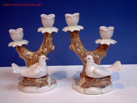 Oggetti Antichi: Candelabros en Porcelana