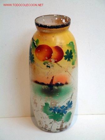 Antig&uuml;edades: Jarr&oacute;n de cristal pintado - A&ntilde;os 20 -
