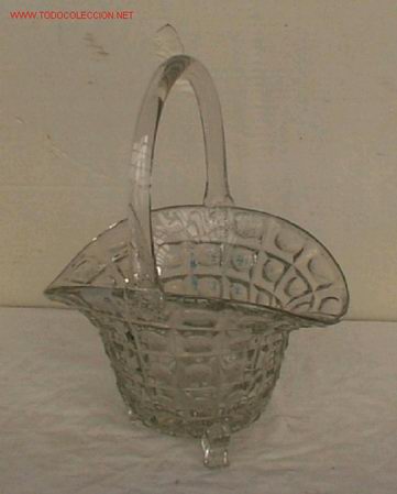 Antig&uuml;edades: CESTA DE CRISTAL Checoslovaca - Foto 1
