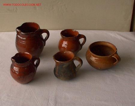 Antig&uuml;edades: JARRAS DE BARRO .. LOTE DE CINCO - Foto 1