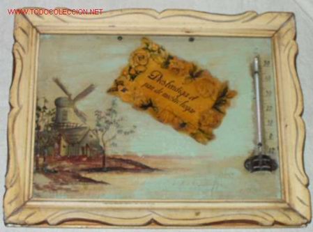 Antig&uuml;edades: CUADRITO CON TERMOMETRO ANTIGUO! - Foto 1