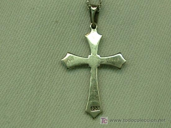 Antig&uuml;edades: CRUZ DE PLATA 935 C/MARQUESITAS Y CADENA. - Foto 2
