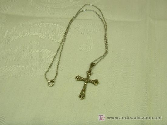 Antig&uuml;edades: CRUZ DE PLATA 935 C/MARQUESITAS Y CADENA. - Foto 3