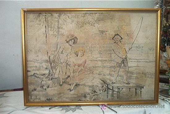 Antig&uuml;edades: Tapiz con escena rom&aacute;ntica - Foto 1