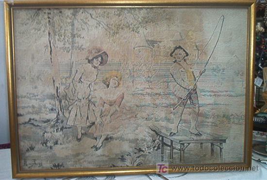 Antig&uuml;edades: Tapiz con escena rom&aacute;tica - Foto 2