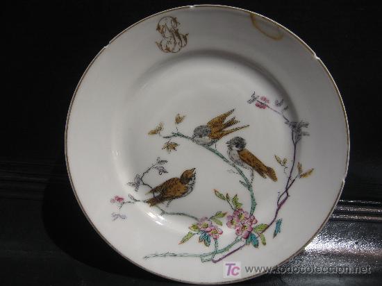 Antig&uuml;edades: PLATO PORCELANA CON PAJAROS - Foto 1