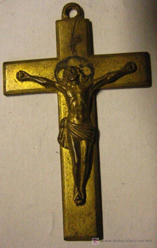 Antig&uuml;edades: Crucifijo met&aacute;lico de 45 cms - Foto 1