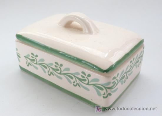 Antig&uuml;edades: CAJA DE CER&Aacute;MICA BLANCO Y VERDE - Foto 1