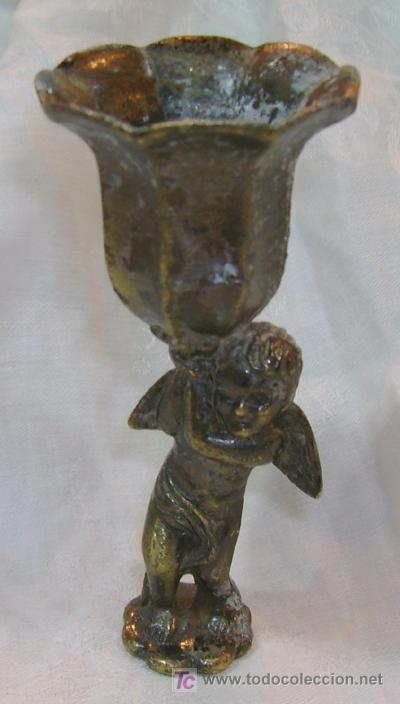 Antig&uuml;edades: CANDELABRO QUERUBIN DE BRONCE ANTIGUO - Foto 1