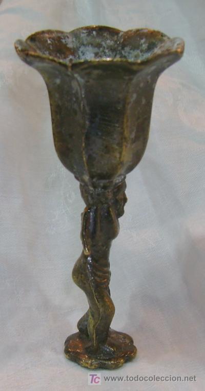 Antig&uuml;edades: CANDELABRO QUERUBIN DE BRONCE ANTIGUO - Foto 2