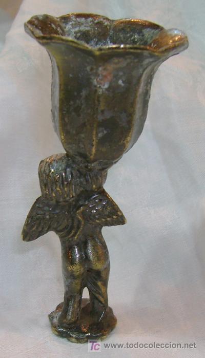 Antig&uuml;edades: CANDELABRO QUERUBIN DE BRONCE ANTIGUO - Foto 3