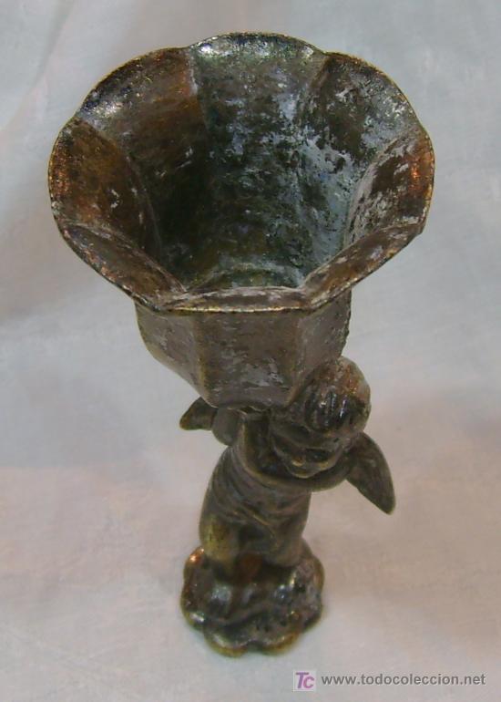 Antig&uuml;edades: CANDELABRO QUERUBIN DE BRONCE ANTIGUO - Foto 5