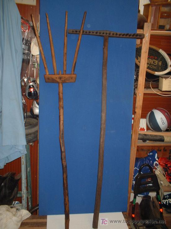 Antig&uuml;edades: rastrillo de palo antiguo - Foto 2