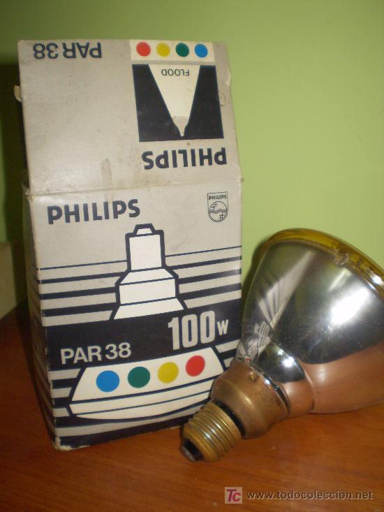 Antig&uuml;edades: LAMPARA PHILIPS PAR 38 100W, AMARILLA. - Foto 2