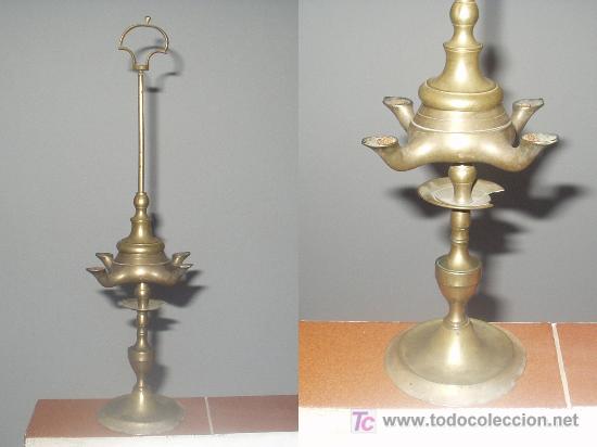 Antiguidades: VELON DE BRONCE DE CUATRO MECHAS ANTIGUO ORIGINAL