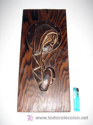 Antiquit&eacute;s: talla de madera de una virgen toda de una pieza muy bonita