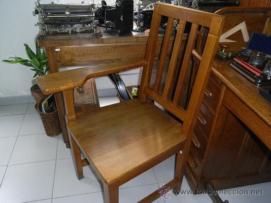 Antig&uuml;edades: Silla de Roble con Brazo de Madera para tomar apuntes - Foto 2