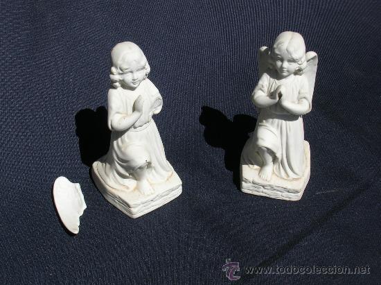 Antig&uuml;edades: Pareja de angeles orando de biscuit - Foto 1
