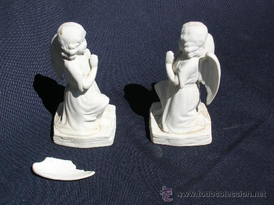 Antig&uuml;edades: Pareja de angeles orando de biscuit - Foto 2