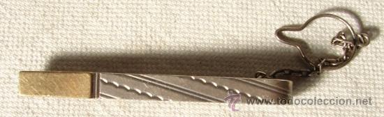 Antig&uuml;edades: PASADOR DE CORBATA EN PLATA DE LEY Y ORO - Foto 1